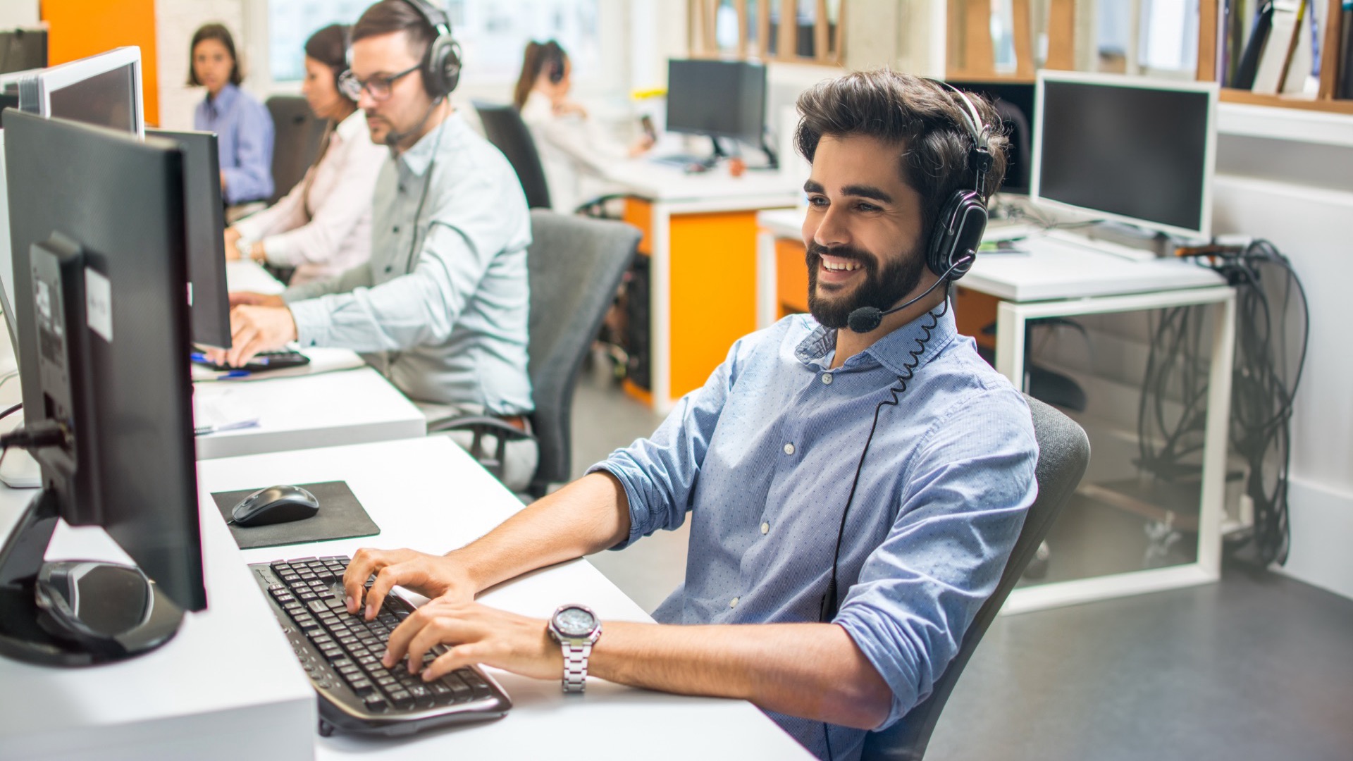 A modern team collaborating in a high-tech office environment